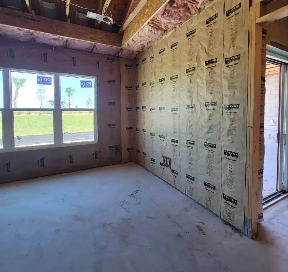 Fi-Foil radiant barrier on exterior walls in a new South Florida home